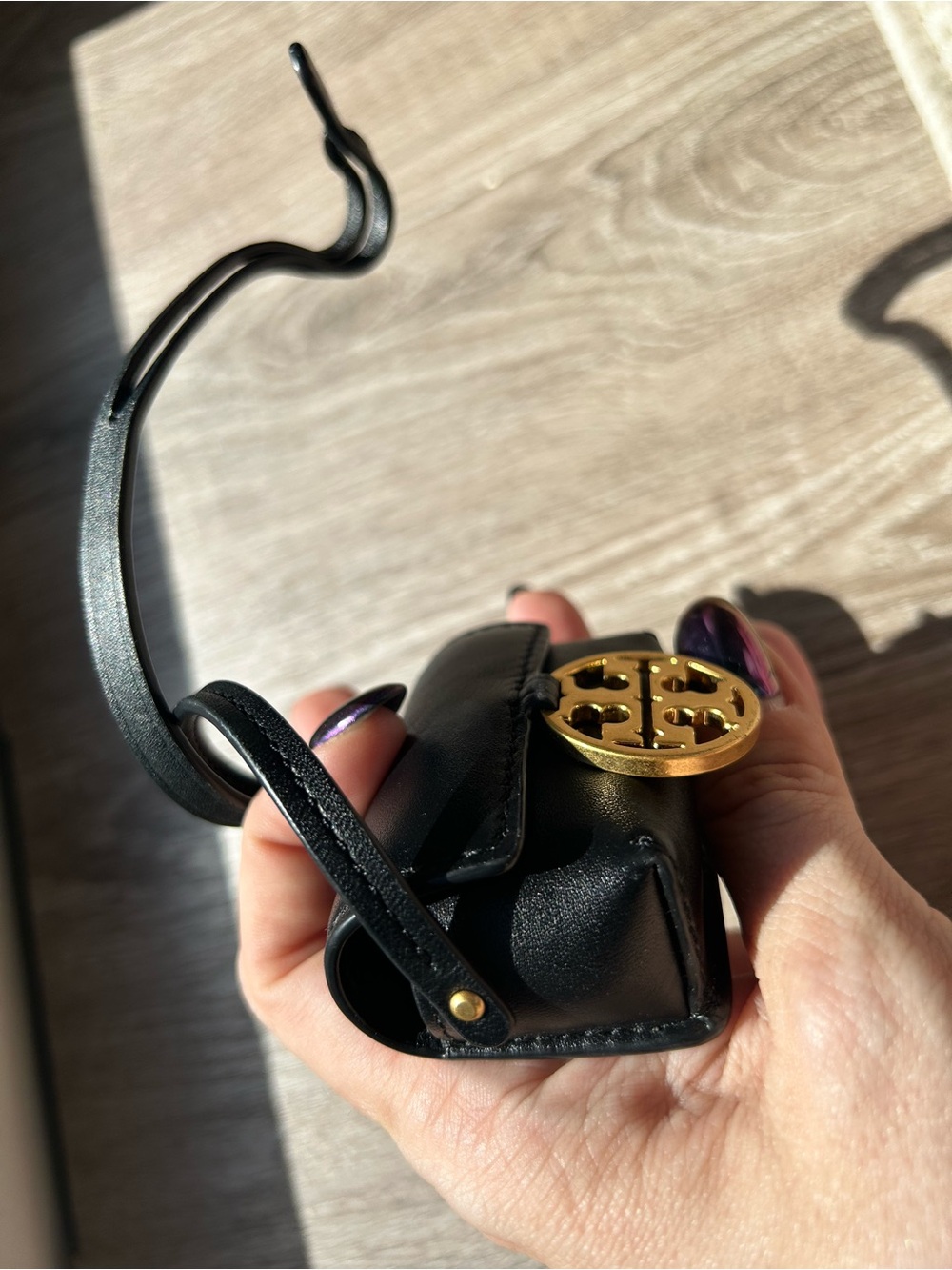 Tory Burch Black Leather AirPod Pro Case Holder - Picture 9 of 9